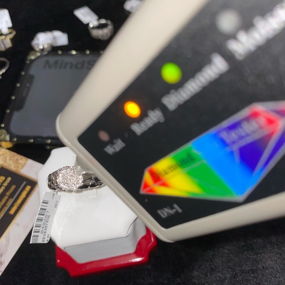 White gold vermeil real diamond men ring  100% real diamond men nugget ring Sale - Picture 3 of 4